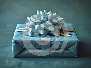 Neatly wrapped present with bow