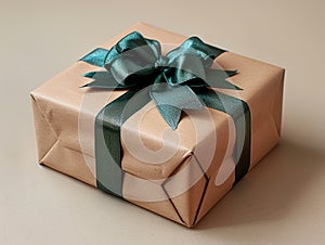 Neatly wrapped present with bow