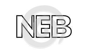 NEB logo design template with strong and modern bold text. Initial based vector logotype featuring simple and minimal typography. photo