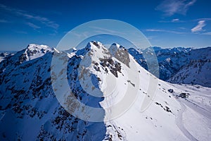 Nebelhorn mountain top in winter alps