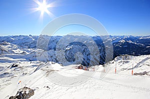 The Nebelhorn Mountain in winter. Alps, Germany.