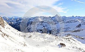 The Nebelhorn Mountain in winter. Alps, Germany.