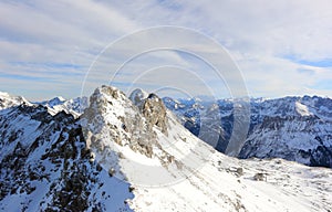 The Nebelhorn Mountain in winter. Alps, Germany.