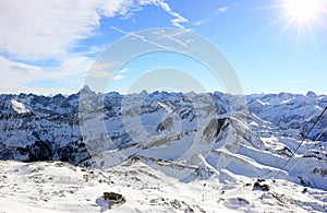 The Nebelhorn Mountain in winter. Alps, Germany.