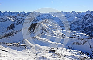 The Nebelhorn Mountain in winter. Alps, Germany.