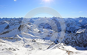 The Nebelhorn Mountain in winter. Alps, Germany.