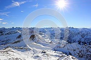 The Nebelhorn Mountain in winter. Alps, Germany.