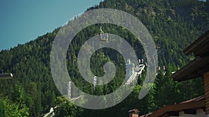 Nebelhornbahn. Allgau, Oberstdorf, Germany. Cable car to the high mountain in Bavaria in city of Oberstdorf. Gondola