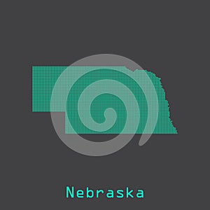 Nebraska abstract dots state map. Dotted style.