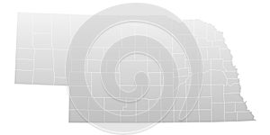 Nebraska administrative map. counties map of Nebraska, blank Map, empty map of Nebraska