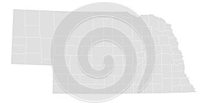Nebraska administrative map. counties map of Nebraska, blank Map, empty map of Nebraska