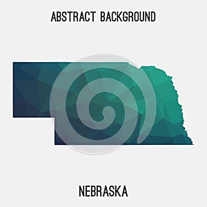 Nebraska map in geometric polygonal,mosaic style.