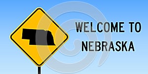 Nebraska map on road sign.