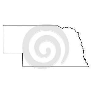 Nebraska State Outline Map in Black and White
