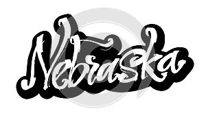 Nebraska. Sticker. Modern Calligraphy Hand Lettering for Serigraphy Print