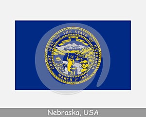 Nebraska USA State Flag. Flag of NE, USA isolated on white background