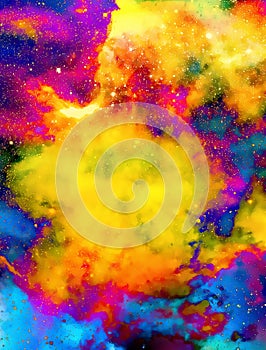 Nebula, Cosmic space and stars, color background. fractal effect. Painting effect. Elements of this image furnished by