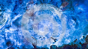 Nebula and galaxies in the universe. Abstract space background. Panoramic photo of deep cosmos. Magic blue nebula in outer space
