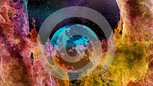 Nebula and planet of a outre space