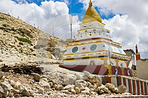 Nechung Village with Deser Landscape, Monastery in the Tibetan Influenced Mustang of Nepal
