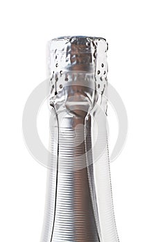Neck of a bottle of champagne isolated
