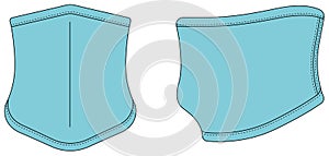 Neck gaiter, neck warmer vector template illustration / lightblue photo