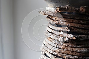 The neck of the jug decorated with grapevine. Abstract detail