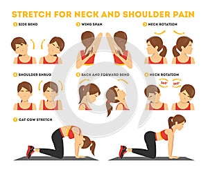 Neck and shoulder exercise. Stretch to relieve neck pain
