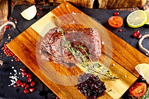 Neck steak, tenderloin or filet Mignon from pork or beef