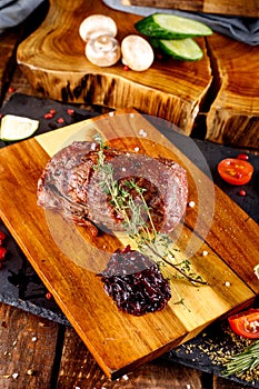 Neck steak, tenderloin or filet Mignon from pork or beef