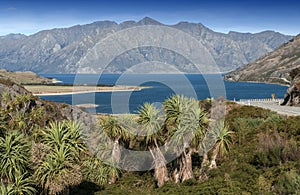 The Neck, viewpoint of Lake Wanaka and Lake Hawea, New Zealand at their closest point photo
