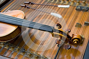 The neck of a violin