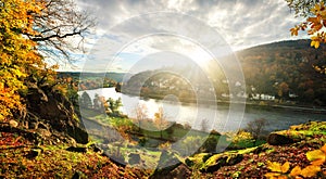 Neckar river landscape, Germany photo