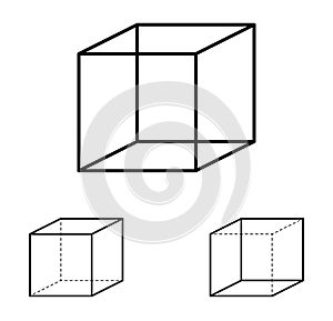 Necker cube optical illusion photo