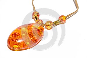 Necklace amber on isolated background