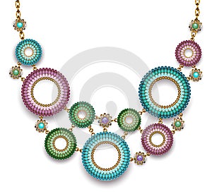 Necklace with beaded rings