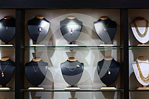 Necklace Buying Options in a Showroom