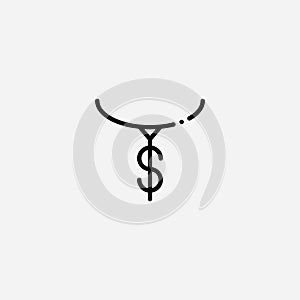 Necklace with dollar sign vector icon sign symbol