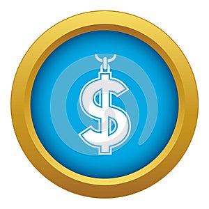 Necklace of dollar symbol icon blue vector isolated