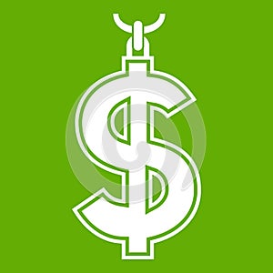 Necklace of dollar symbol icon green