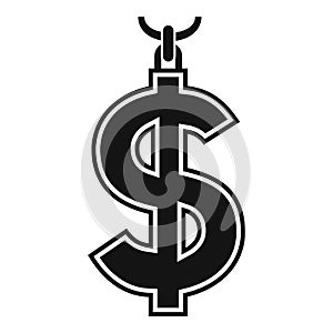 Necklace of dollar symbol icon, simple style