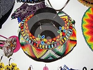 Necklace and ear rings of beads, Ecuador photo