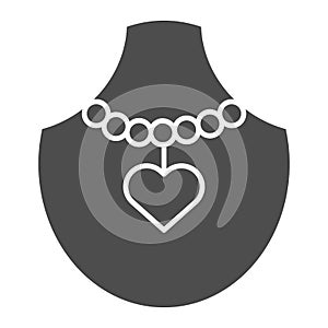 Necklace with heart on manikin solid icon. Pendant with heart on mannequin vector illustration isolated on white