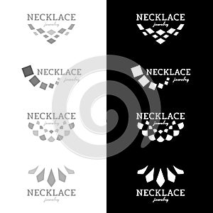 Necklace logo with square diamond shape black and gray tone vector design