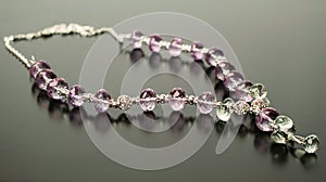 Necklace made of transparent amethyst and prasiolite