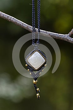 necklace on natural background with moonstone