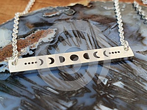 Necklace moon fases cycle gemstone silver photo