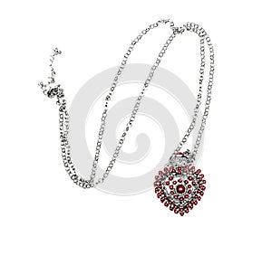 Necklace phial heart shape isolated.