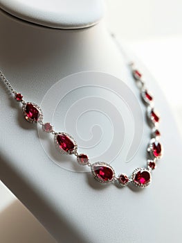 Necklace with ruby gemstones.