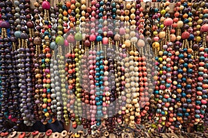 Necklaces made of natural coloured seeds